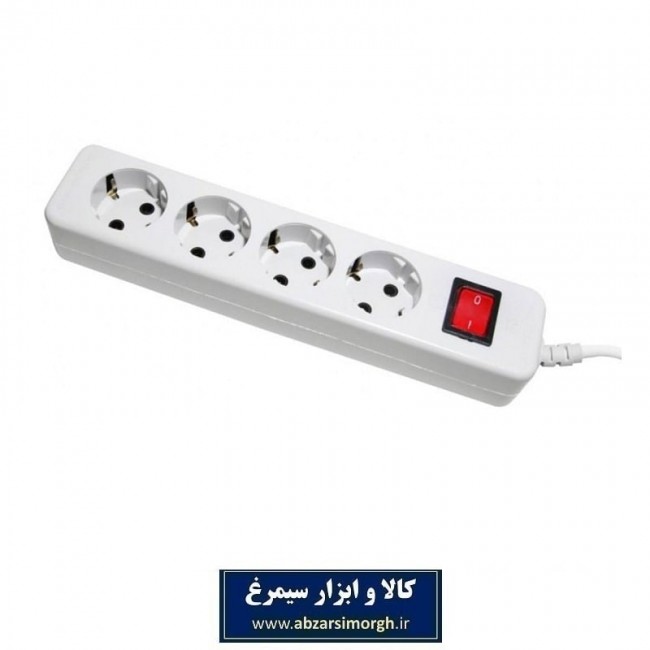 چند راهی و رابط 4 خانه ارت دار پارت الکتریک Nike نیک PE293 مستطیل با کابل ۱.۸ متری ESS-009