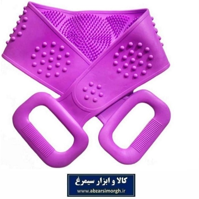 لیف سیلیکونی حمام و ماساژ دو طرفه نرم و دسته بلند 70 سانت HHM-015