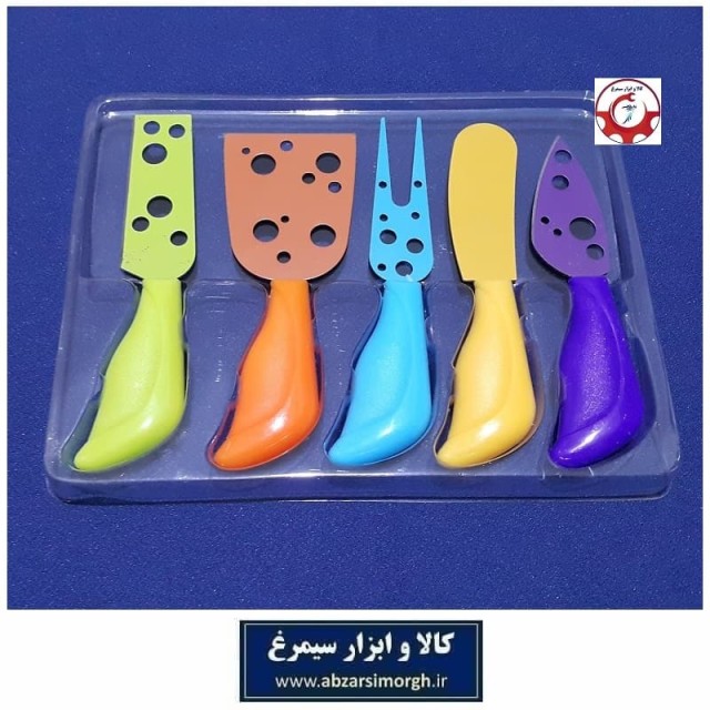 ست کارد صبحانه خوری پنیر و کره دسته پلاستیکی رنگی 5 عددی خارجی HCG-015