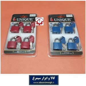 قفل آویز رنگی 20 میلی متر ست 4 عددی Unique یونیک مغزی برنجی HAC-011