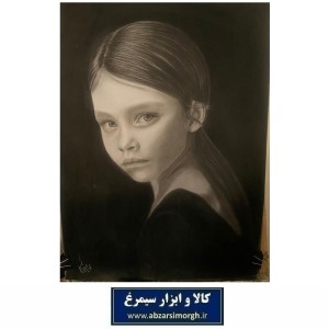 تابلو نقاشی سیاه قلم دختر سیاه پوش