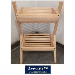 استند و جا سیب زمینی و پیاز چوبی 2 طبقه هنر دست Soha Art سها آرت ارتفاع 50 سانت HS0-005