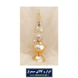 چراغ گردسوز سنتی طرح برنجی طرح قاجاری با ویترای روی شیشه HGH-005