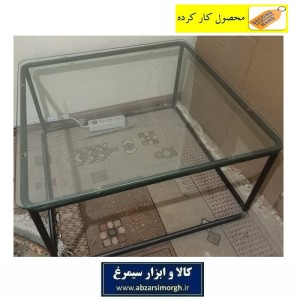 میز جلوی مبل فلزی با رویه شیشه کارکرده و سالم UTM-002