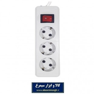 سه راهی و رابط 3 خانه برق ارت دار پارت الکتریک مدل PE850  شهاب با کابل 1.8 متری ESS-004