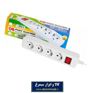 چند راهی و رابط برق 4 خانه ارت دار پارت الکتریک مدل PE648 شهاب با کابل 1.8 متری ESS-005
