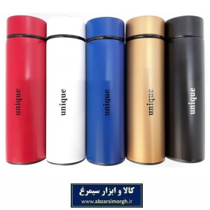 فلاسک قلمی دماسنج دار برند Unique یونیک استیل رنگی نیم لیتری HFL-016