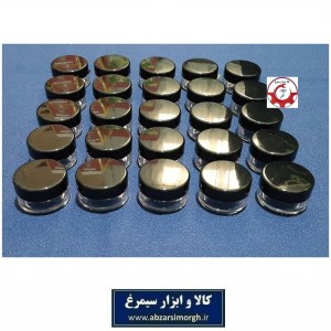 ظرف تستر و قوطی کریستال کرم و ژل گرد ۵ گرم درب مشکی فروش تک و تعداد HZY-031