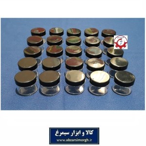 ظرف تستر و قوطی کریستال کرم و ژل گرد ۱۰ گرم درب مشکی فروش تک و تعداد HZY-028