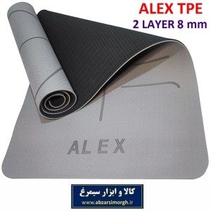 مت و زیر انداز ورزشی یوگا و فیتنس  ALEX TPE الکس تی پی ای 2 لایه خط دار خارجی 8 میل VKB-015