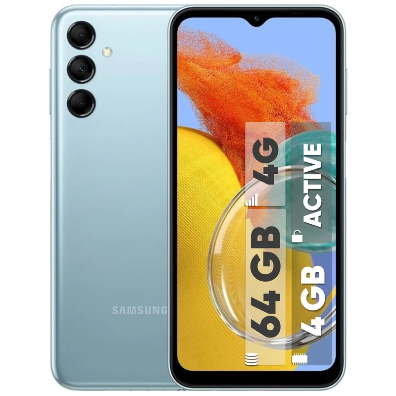 گوشی موبایل سامسونگ مدل Galaxy M14 4G دو سیم کارت ظرفیت 64 گیگابایت و رم 4 گیگابایت - باطری قوی - پلمپ و آکبند