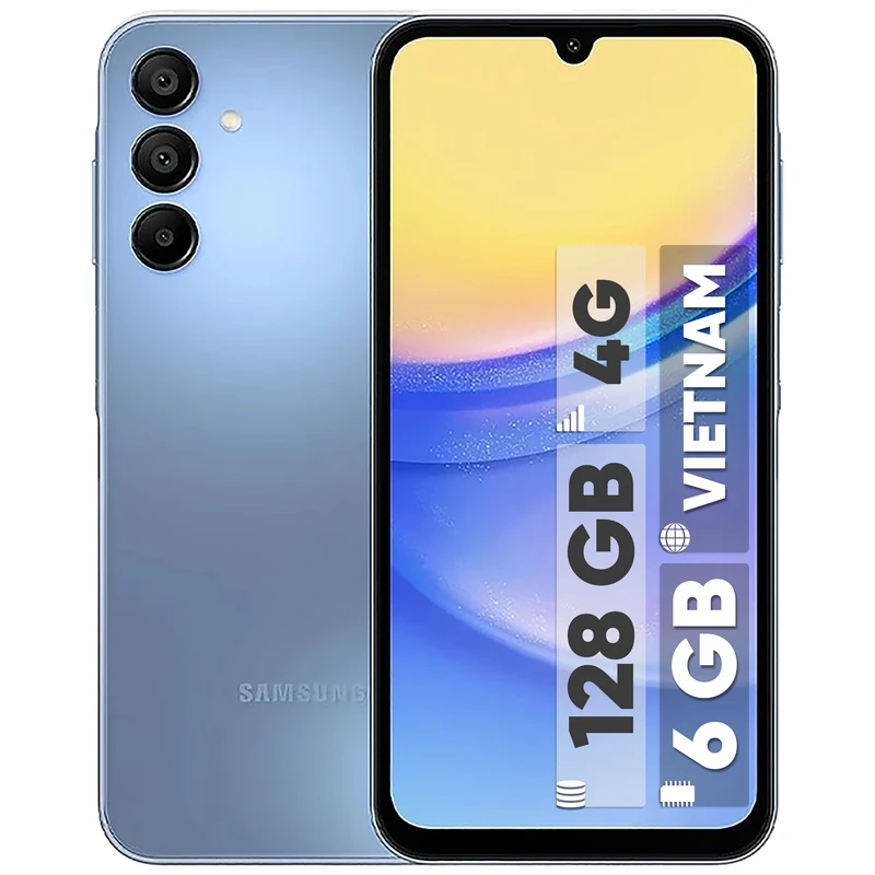 گوشی موبایل سامسونگ مدل Galaxy A15 دو سیم کارت ظرفیت 128 گیگابایت و رم 6 گیگابایت/رنگ مشکی/پلمپ و آکبند