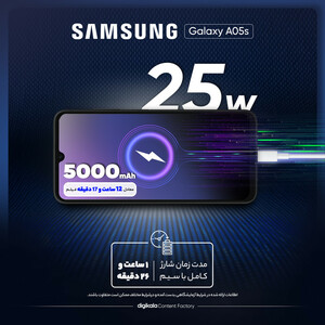 گوشی موبایل سامسونگ مدل Galaxy A05s دو سیم کارت ظرفیت 64 گیگابایت و رم 4 گیگابایت/پلمپ و آکبند/رنگ مشکی