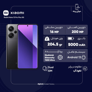 گوشی موبایل شیائومی مدل Redmi Note 13 Pro Plus 5G دو سیم کارت ظرفیت 256 گیگابایت و رم 8 گیگابایت/فول پک + شارژر