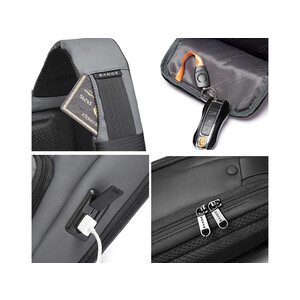 خرید کوله تک بند ضد آب یو اس بی دار بنج  BANGE BG-7258 High-end Men's Crossbody Bag