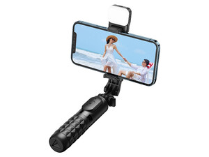 مونوپاد سه‌پایه‌دار مک دودو دارای ریموت‌کنترل و نورافشان MCDODO MDD SS-1781 Aluminum Alloy Extendable Rod Selfie