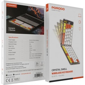 کیبورد بلوتوثی تاشو پرودو مدلCrystal Shell PD-ETK03
