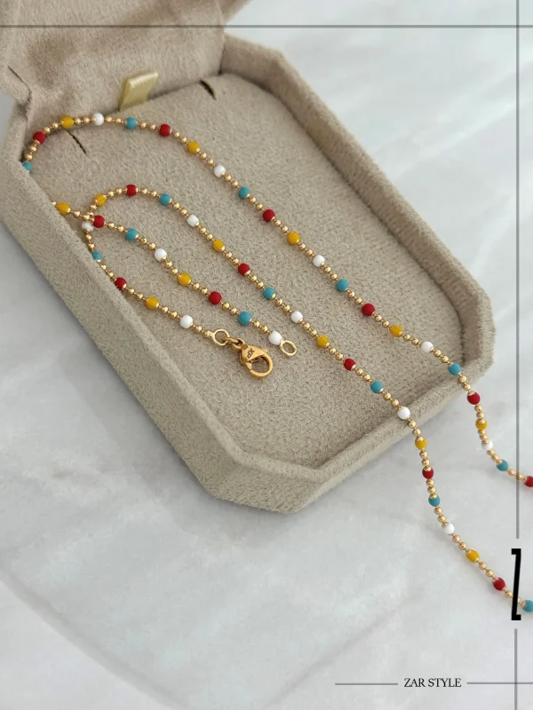 گردنبند مهره‌ای میناکاری دو گوی