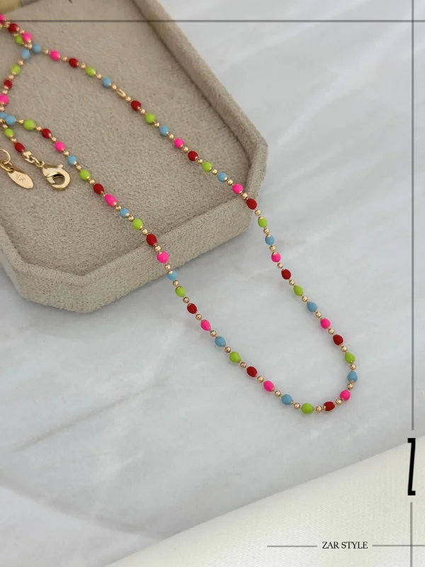 گردنبند مهره‌ای میناکاری تک گوی
