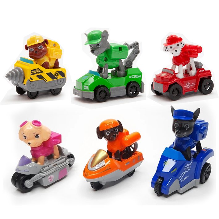 مجموعه ۶ عددی سگ‌های نگهبان (Paw Patrol) سوار بر ماشین فلزی