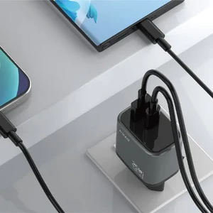 شارژر دیواری 25 وات نوکسو مدل CHN-P-1 با 2 پورت USB-C و USB-A، پشتیبانی از PD و QC3.0، فناوری GaN