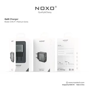شارژر دیواری 25 وات نوکسو مدل CHN-P-1 با 2 پورت USB-C و USB-A، پشتیبانی از PD و QC3.0، فناوری GaN