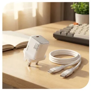 شارژر دیواری 30 وات GaN نوکسو مدل CHN‑7 سه پین UK به همراه کابل Type-C