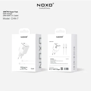 شارژر دیواری 30 وات GaN نوکسو مدل CHN‑7 دو پین EU به همراه کابل 60 وات Type-C