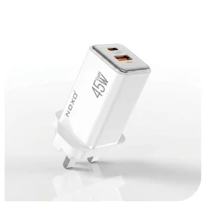 شارژر دیواری 45 وات  دو پورت GaN نوکسو مدل CHN‑8 سه پین UK  به همراه کابل 60 وات Type-C