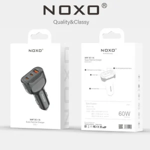 شارژر فندکی ماشین 55 وات دو پورت NOXO مدل CCN‑6 با فناوری PD30W + QC4.0