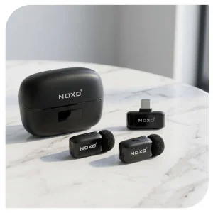 میکروفون بی سیم یقه‌ای نوکسو مدل MC‑N1 دو میکروفونه با اتصال USB‑C و نویز کنسلینگ