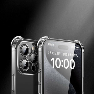 کاور ژله‌ای ShockProof مناسب برای گوشی اپل iPhone 15 Pro Max | طراحی شفاف، محافظت لنز دوربین