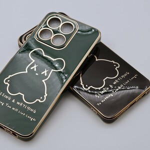 قاب و کاور DreamyBear مدل هوآوی Y8P | طرح خرس فانتزی با فریم طلایی