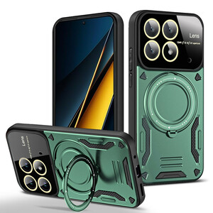 کاور مدل HybridRing مناسب برای گوشی موبایل شیائومی Poco X6 Pro 5G رنگ سبز
