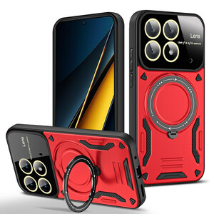 کاور مدل HybridRing مناسب برای گوشی موبایل شیائومی Poco X6 / Redmi Note 13 Pro 5G رنگ قرمز