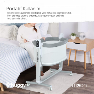 تخت کنارمادر و گهواره برقی هاگی مدل مون  hugyy moon