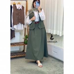 ست اقتصادی سه تیکه (شومیز دامن جلیقه) مدل موکا