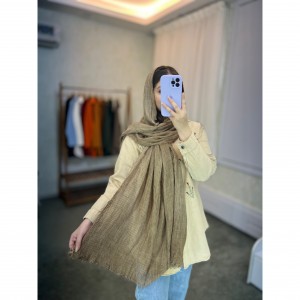 شال نخی راه راه چهار طرف ریش دار کد 1515