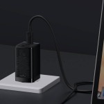 شارژر دیواری فست شارژ دو پورت تایپ‌سی و یک پورت یو‌اس‌بی + کابل شارژ بیسوس BASEUS GaN3 Pro Fast Charger 2C+U 65W w/USB-C to USB-C cable (CCGP050101)