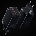 شارژر دیواری فست شارژ دو پورت تایپ‌سی و یک پورت یو‌اس‌بی + کابل شارژ بیسوس BASEUS GaN3 Pro Fast Charger 2C+U 65W w/USB-C to USB-C cable (CCGP050101)
