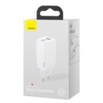 شارژ دیواری فست شارژ تایپ سی و یو اس بی 65 وات بیسوس Baseus CCGAN2P-B02 Dual USB-C Quick Charging