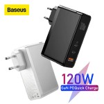 شارژر دیواری سوپر فست شارژ تایپ سی و یو اس بی 120 واتی همراه با کابل بیسوس Baseus GaN2 Pro Quick Charger C+C+A 120W CCGAN-J01 EU