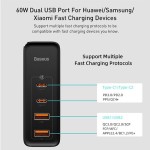 شارژر دیواری سریع چهار پورت و کابل تایپ سی بیسوس Baseus GaN2 Pro Quick Charger 2U+2C 100W