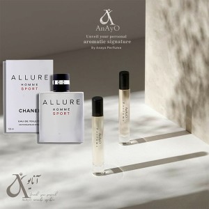 عطر گرمی ادوپرفیوم مردانه لوزی مدل Chanel Allure Homme Sport حجمی میلی خنک تلخ