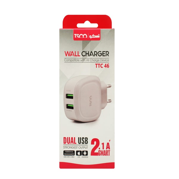 شارژر دیواری تسکو مدل TTC 46 به همراه کابل تبدیل microUSB