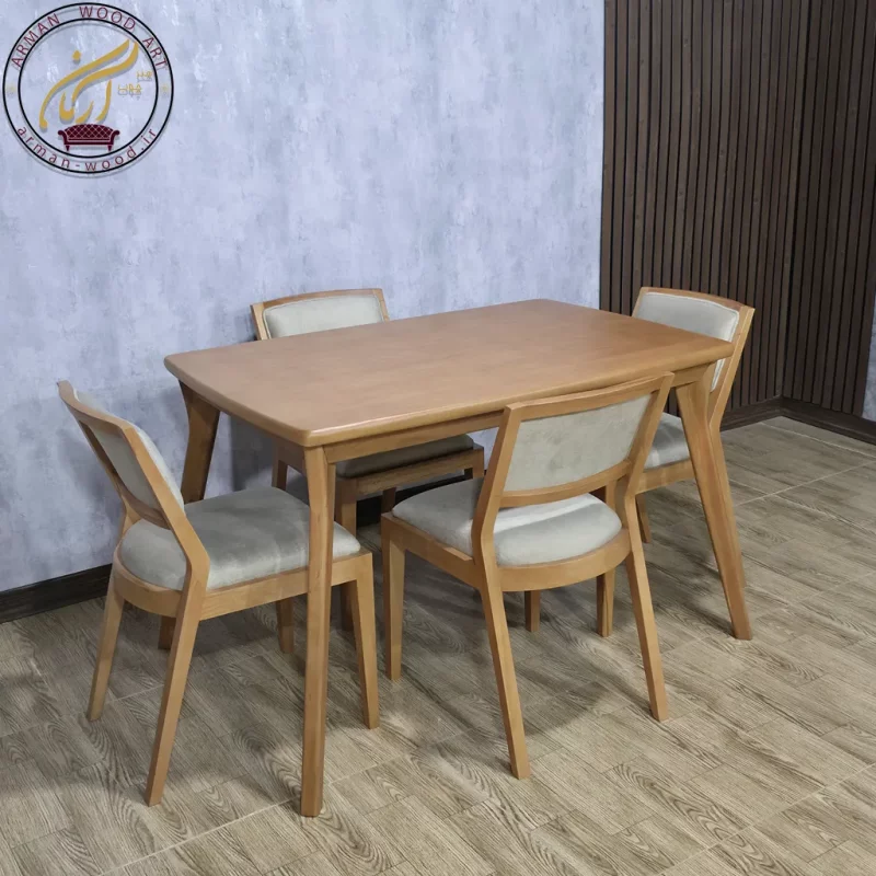 میز ناهار خوری چوب راش 4 نفره مانلیا و تفنگی-1613