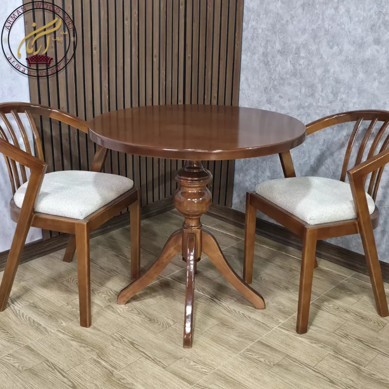 میز خاطره چوبی با صندلی سبدی-1618