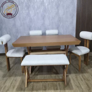 میز ناهار خوری مینیمال تدی با نیمکت 6 نفره -1617