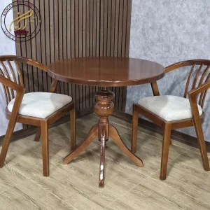 میز خاطره چوبی با صندلی سبدی-1618