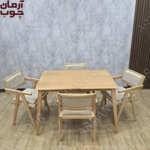 میز غذا خوری ۴ نفره چوب راش مدل کرولا و سپهر